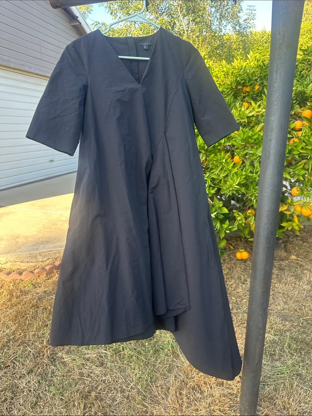 COS Asymmetrical Black Midi Dress